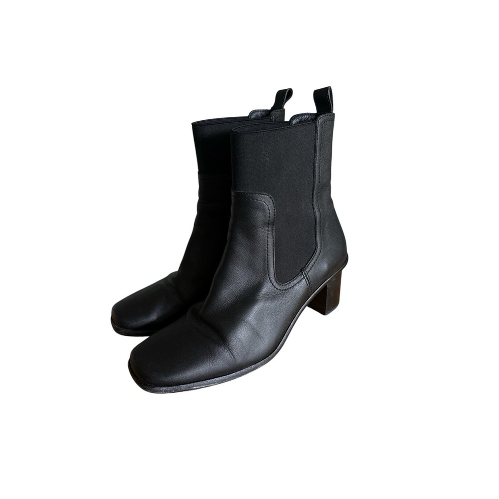 Portland Leather Goods Patina Boots Size 9 US Black Leather Block Heel Chelsea